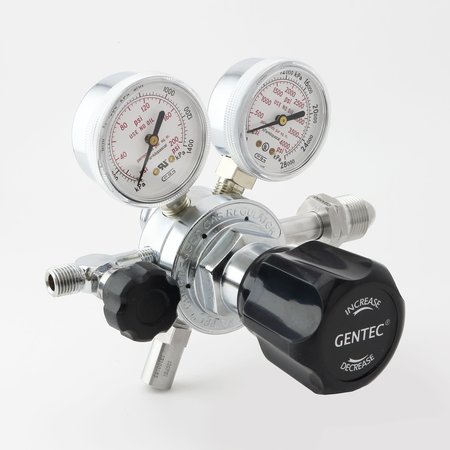 GENTEC HP Regulator, CGA-320, Inlet  0 to 50 PSI, Needle Valve, Relief Valve, Use with: Carbon Dioxide HP152T-DKK-C320-01-NR